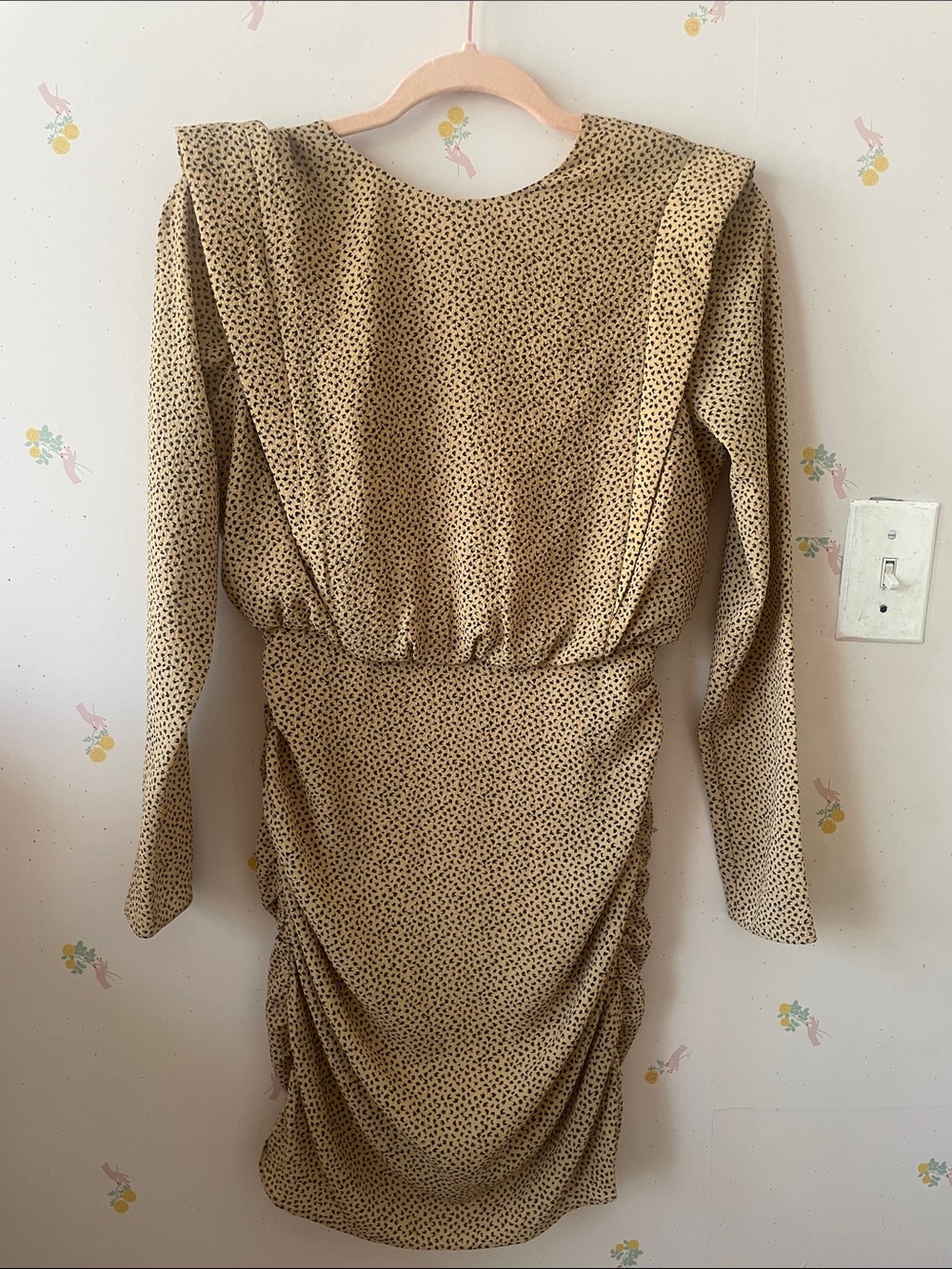 Ted Baker London Beige/Tan Mini Dress with Black Dot Print